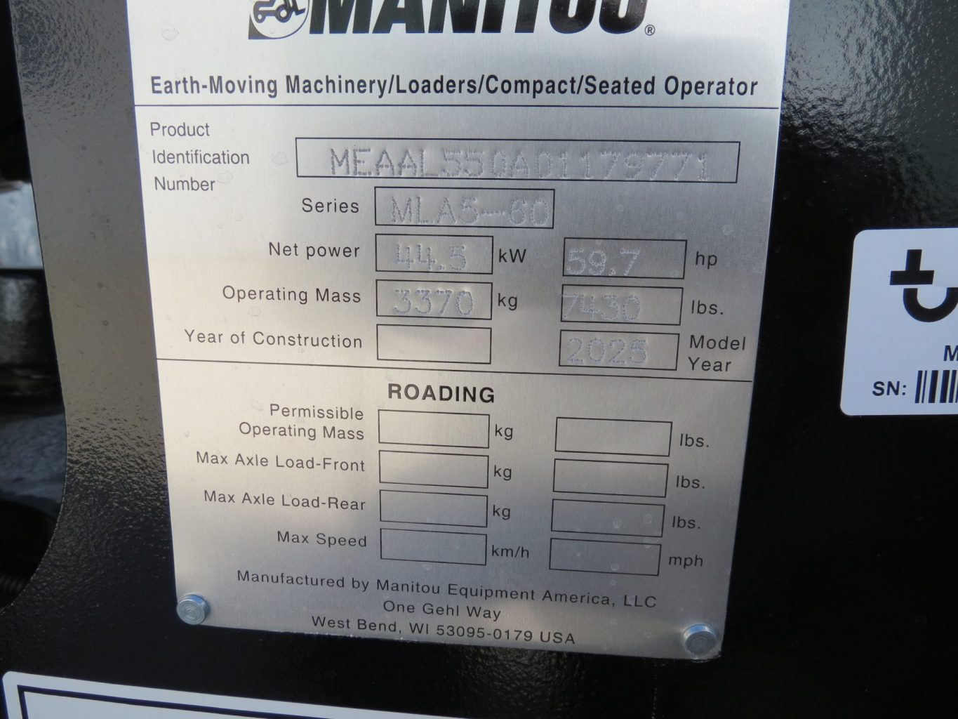 2025 Manitou MLA 5-60 Wheel Loader (Stk# 6950) - Image 19